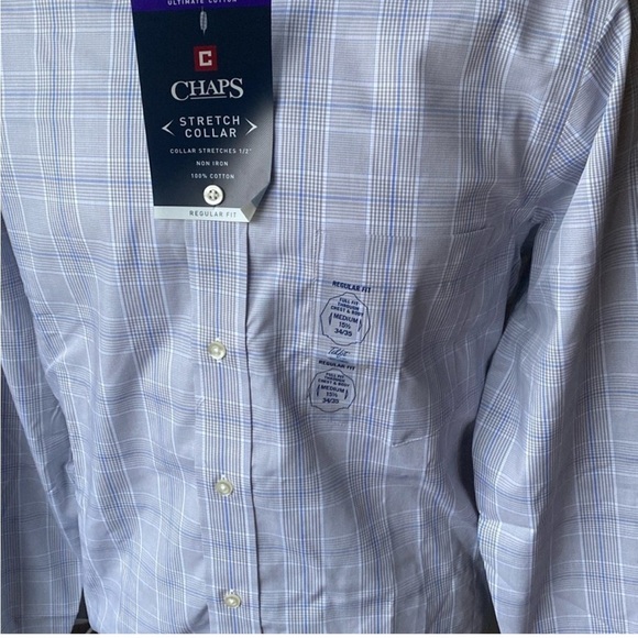 NWT Chaps Regular Fit Dress Shirt, Stretch collar, Non Iron, Size 15.5” 34/35 - Picture 5 of 16